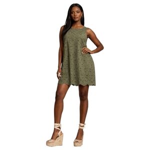 Time and Tru Olive Green Lace Mini Dress